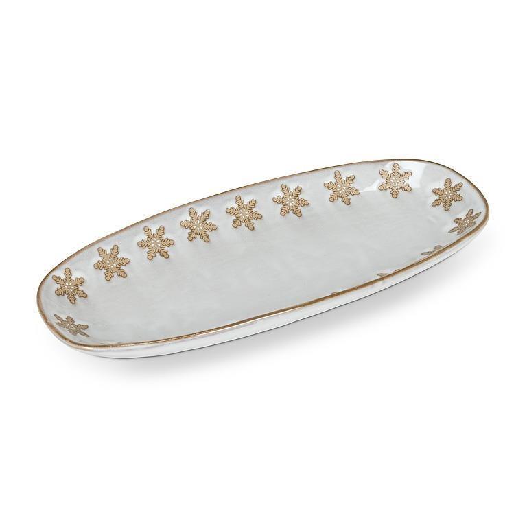 Oval Platter with Snowflakes, 5" x 12"