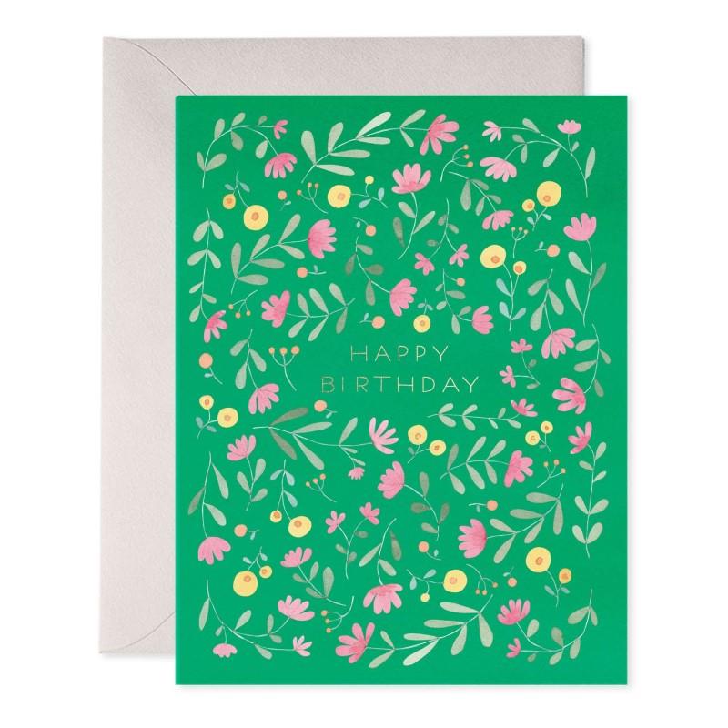 Green Floral Birthday Card