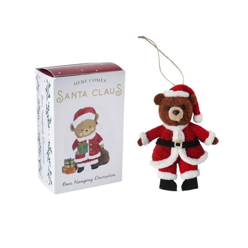 'Here Comes Santa Clause' Bear Ornament In Gift Box