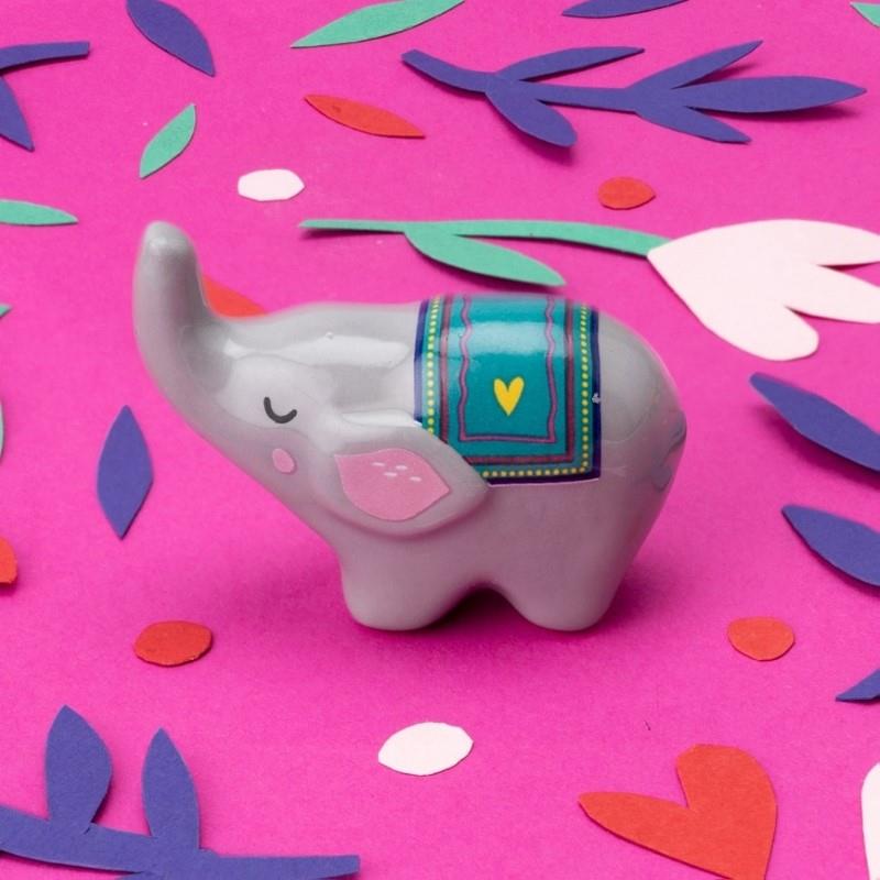 Live Happy Lucky Elephant Ceramic Charm