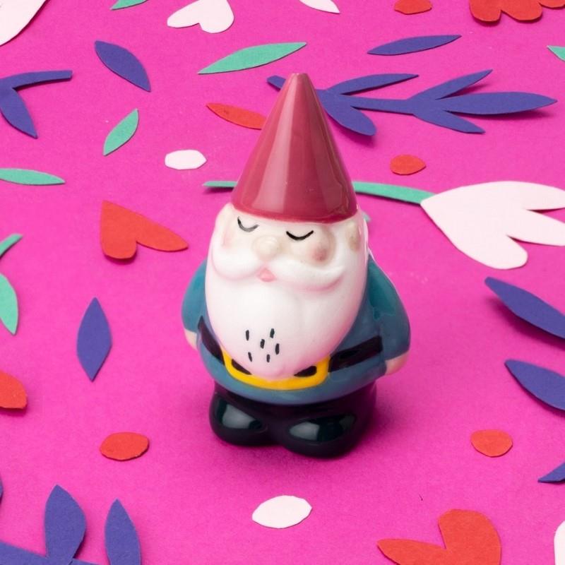 Live Happy Lucky Gnome Ceramic Charm