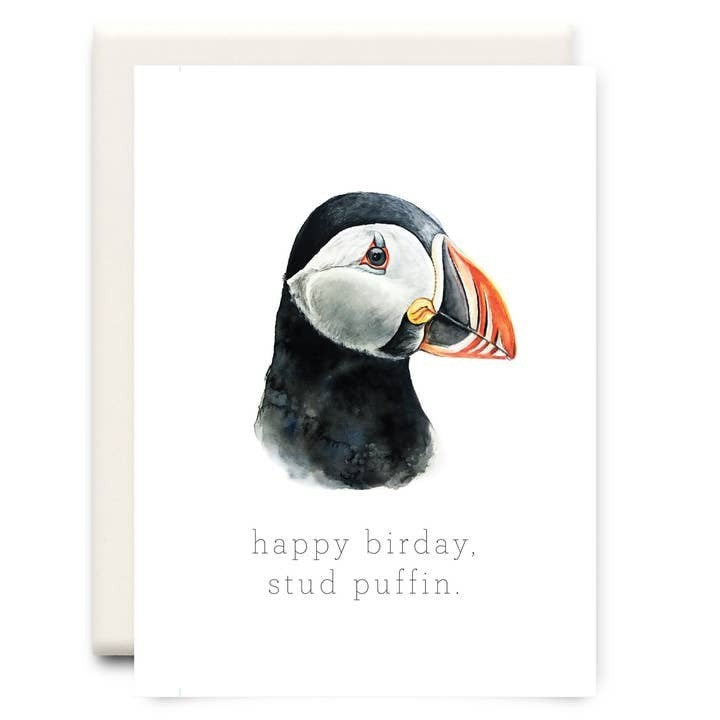Stud Puffin Birthday Card