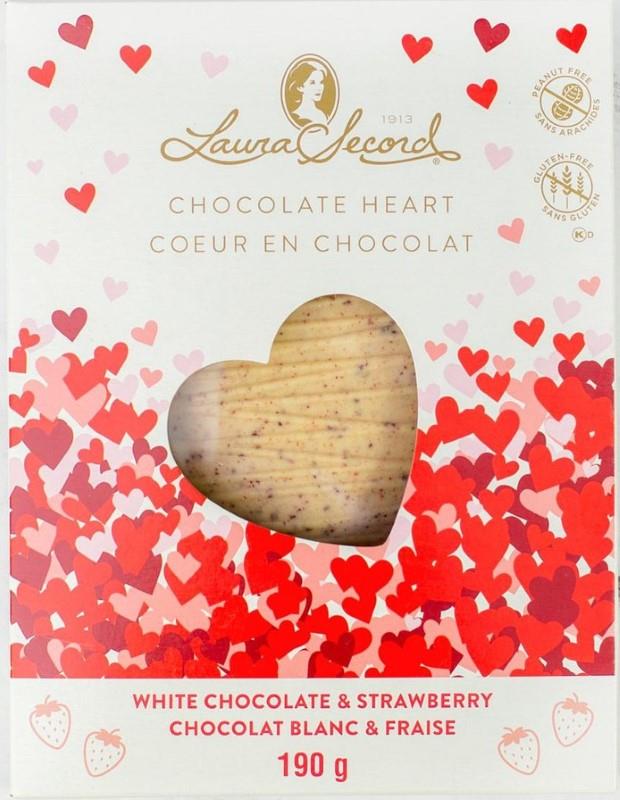 Laura Secord Peanut Free Solid White Chocolate Strawberry Heart - 190g