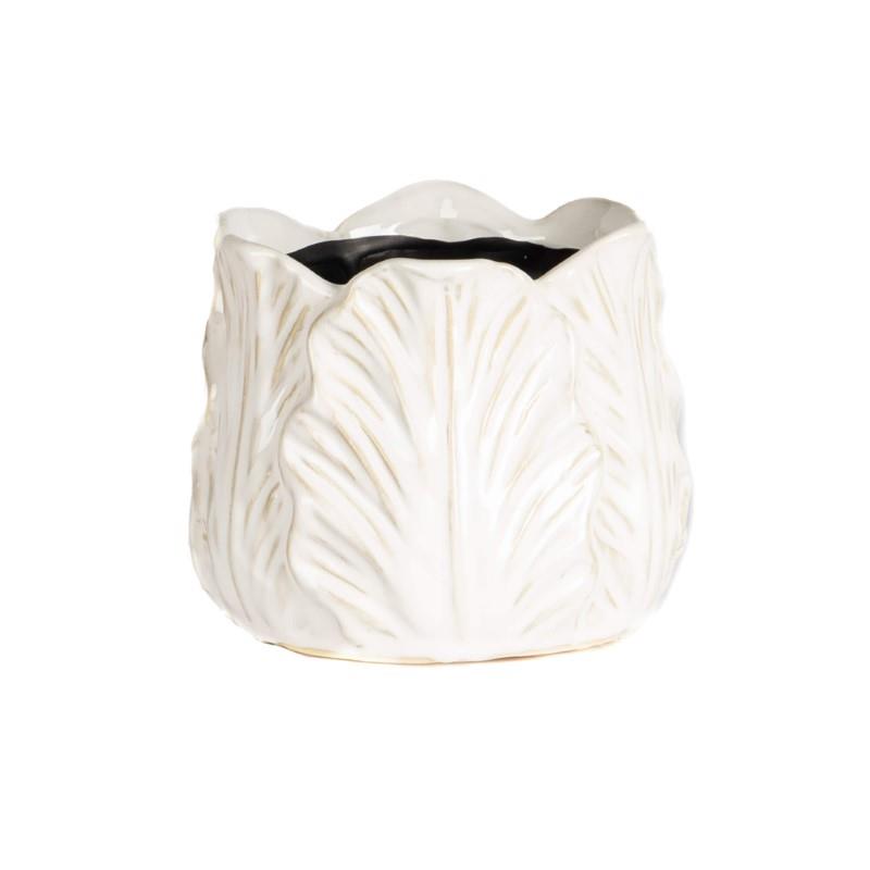 Cream Cabbage Leaf Pot