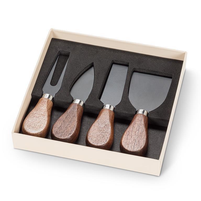 Walnut Handled Cheese Knives, Set of 4