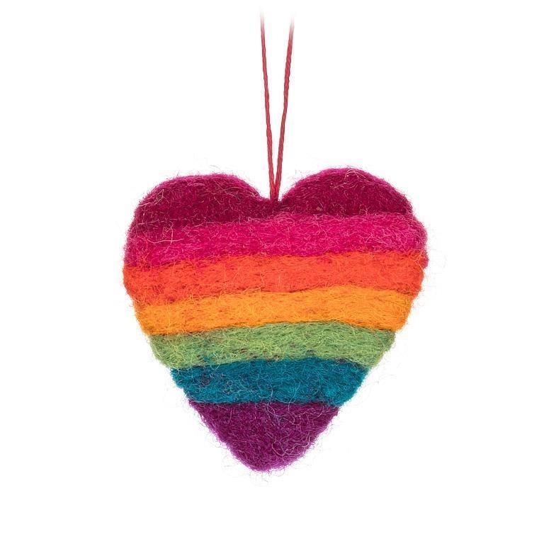 Mini Rainbow Stripe Heart Ornament