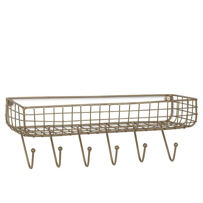 Wall Shelf with 6 Hooks