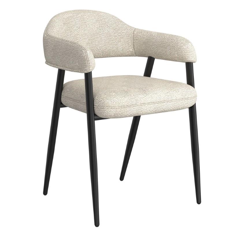 Archer Dining Chair Beige Fabric and Black
