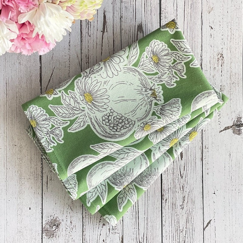 Pomagranate Green Cotton Napkins, Set of 4