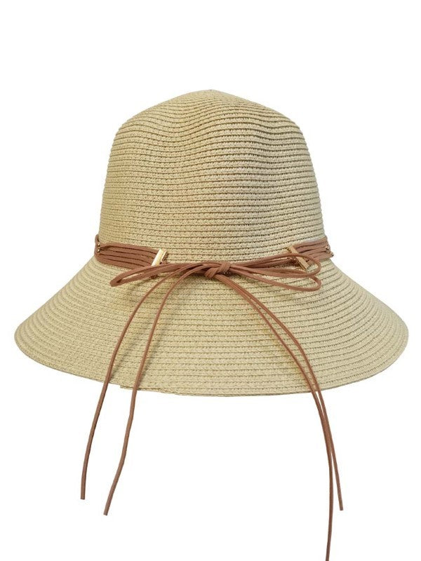 Crochet Bucket Straw Hat With Layered String