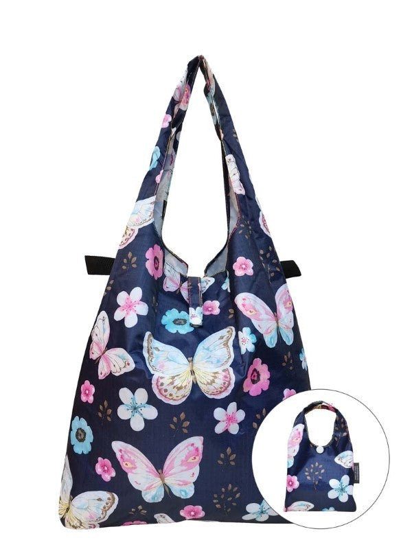 Blue Butterfly | Foldable Tote With Button Snap