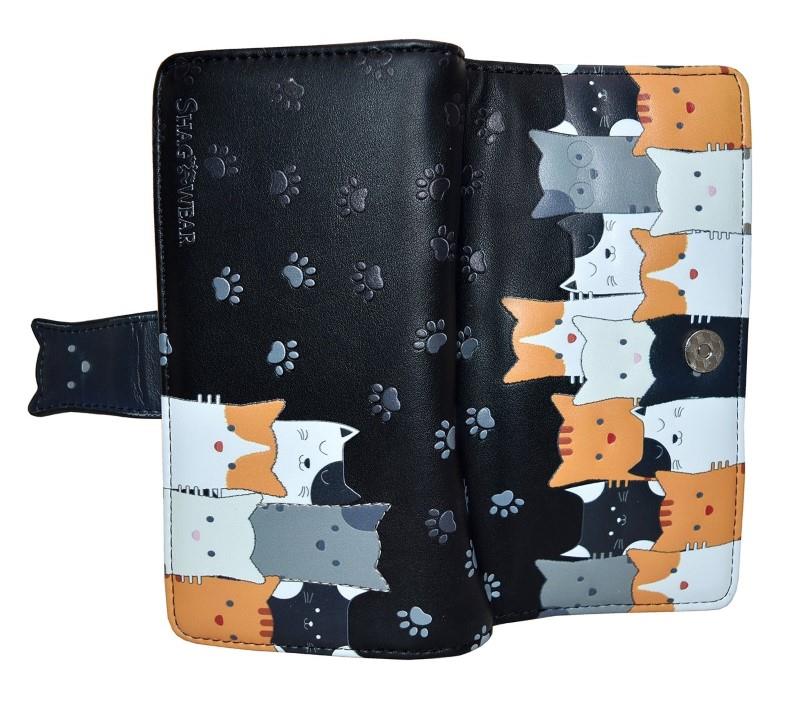Black Cat Crowd Large Wallet