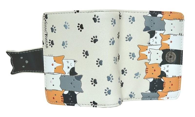 Cat Crowd Small Beige Wallet