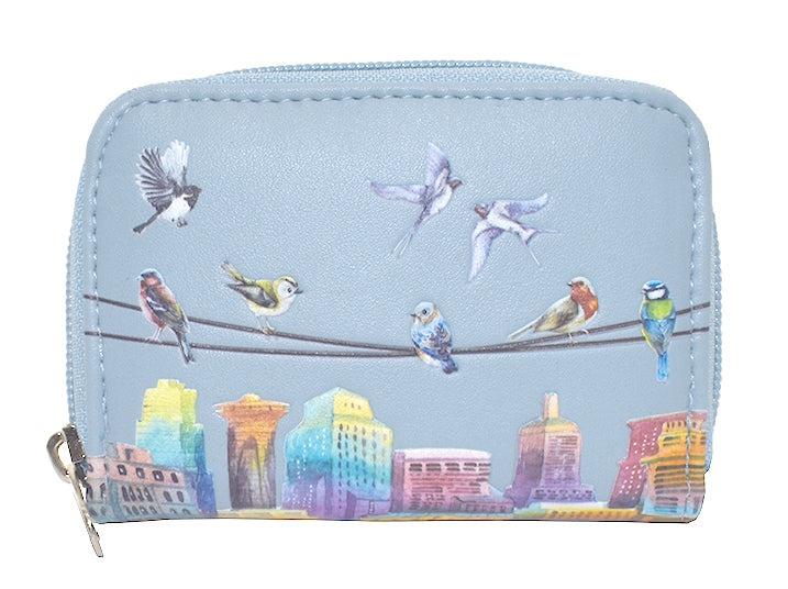 Birds On A Wire Blue Change Purse