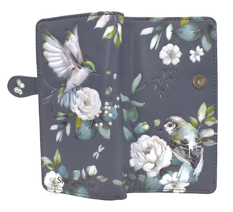 Garden Birds Large Grey Wallet
