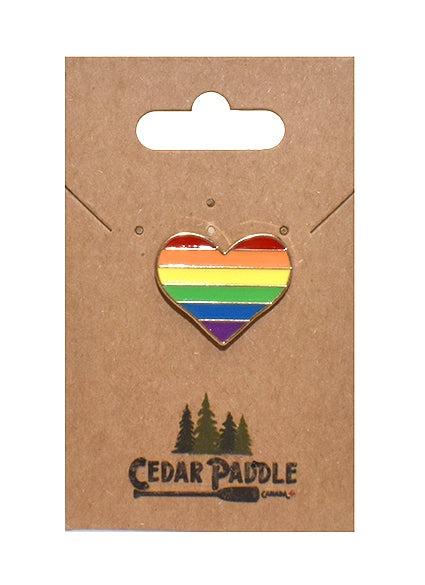 Rainbow-Striped Heart Pin