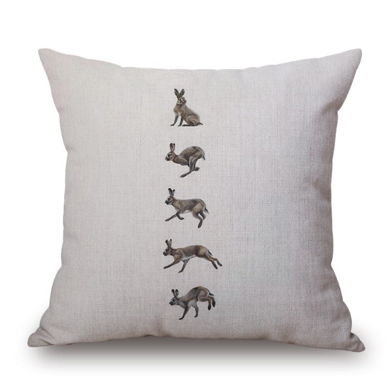 Jumping Hare Toss Cushion, 18&quot;Sq