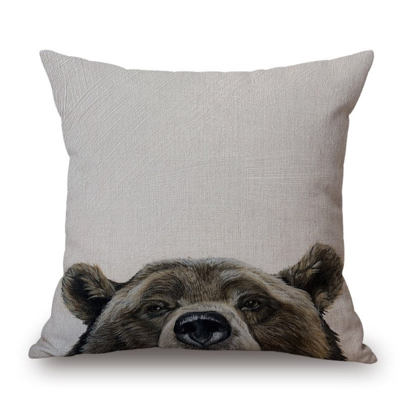 Bear Face Toss Cushion, 18&quot;Sq