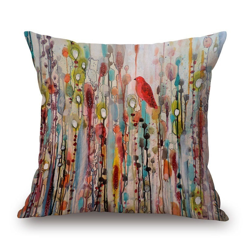 Watercolour Bird Toss Cushion, 18"Sq