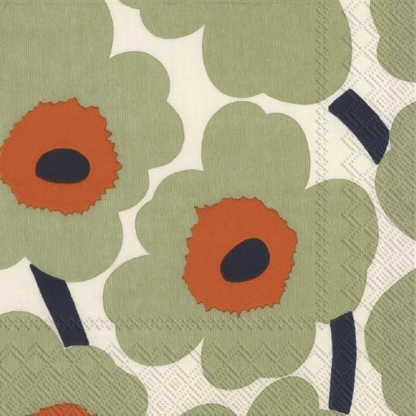 Unikko Cream Orange Cocktail Napkins, Pack/20