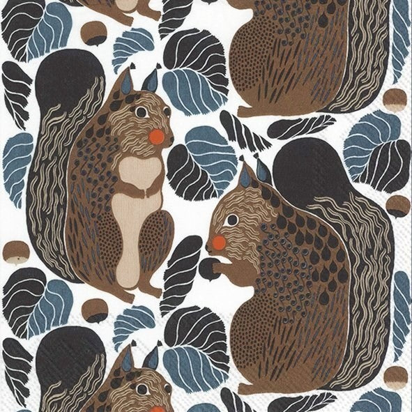 Kurre Black Brown Squirrel - Luncheon Paper Napkins - Pack/20