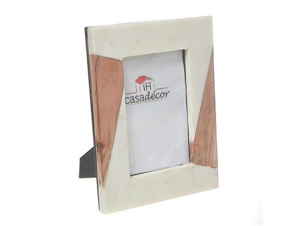 White Marble & Wooden Picture Frame, 4" x 6"
