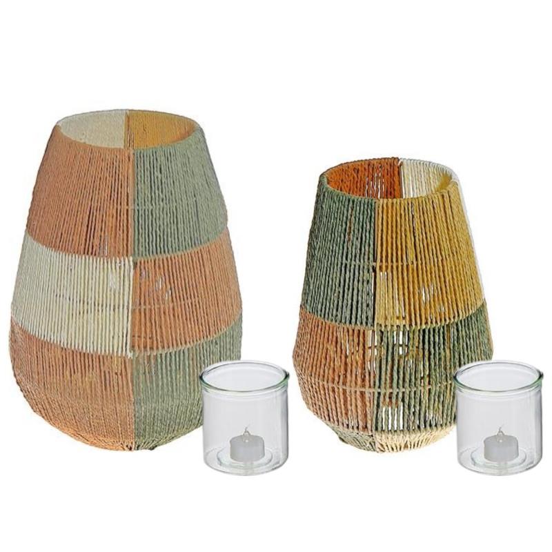 Oblong Paper Lantern (Green/yellow)