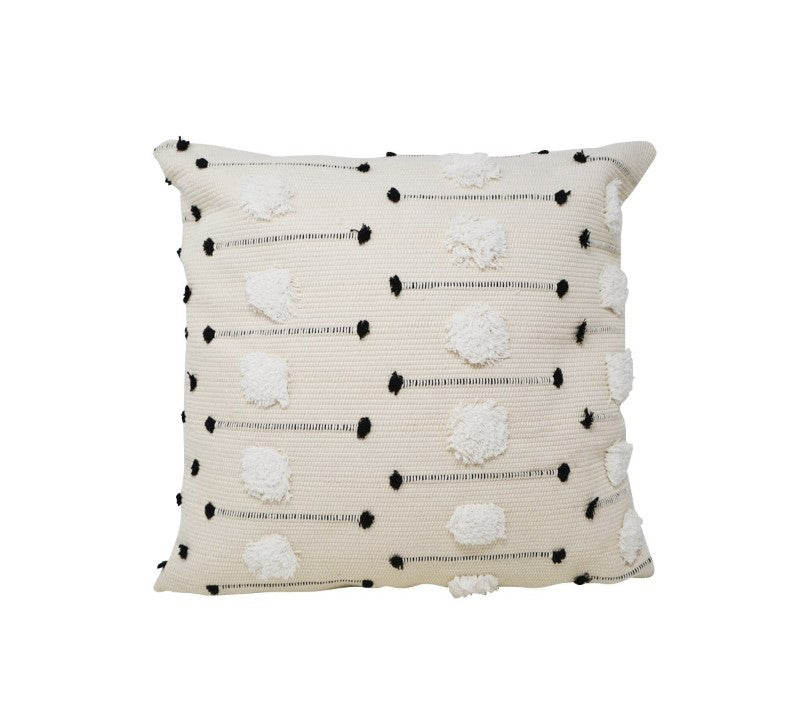 Woven White &amp; Black Cushion, 18"Sq