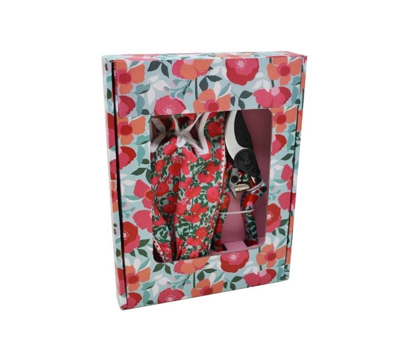 Fuchsia Flowers Garden Glove & Pruner Set Of 2