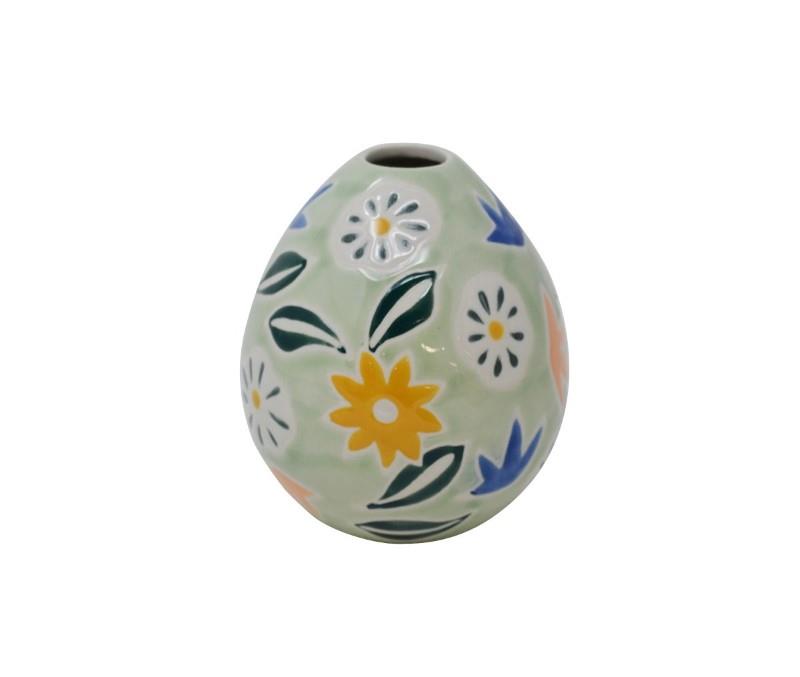 Flowered Green Vase, 4"