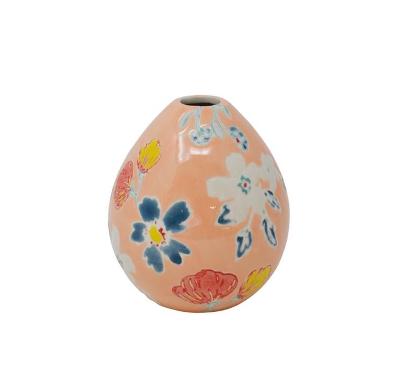 Flowered Pink Vase, 4"