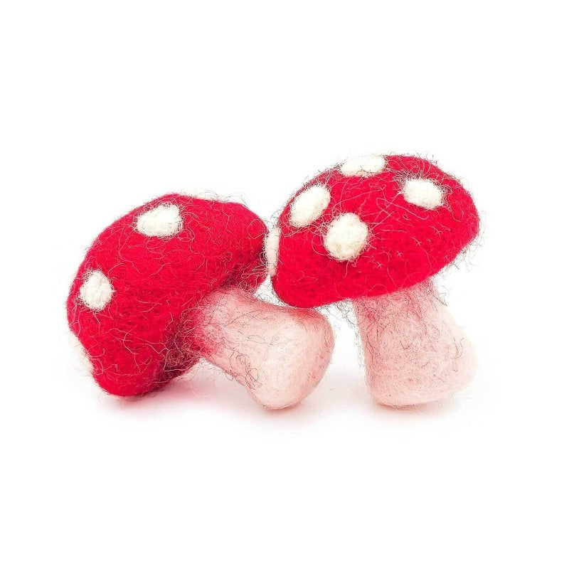 Red Felt Mushroom, 2.5"H
