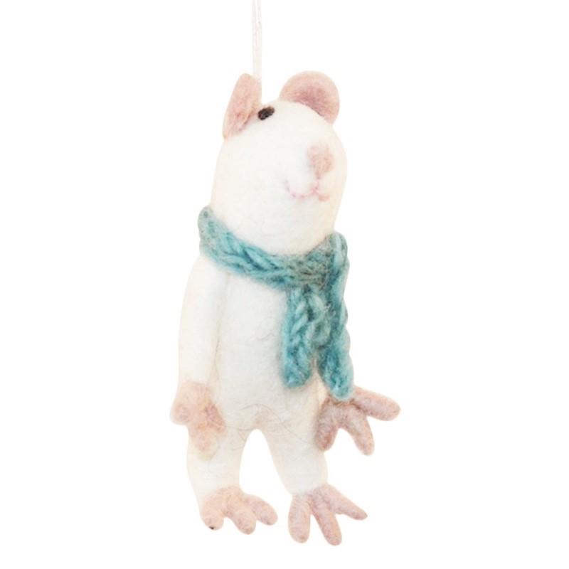Blue Scarf Mice Ornament