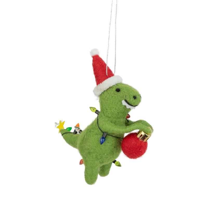 Dinosaur In Santa Hat Ornament