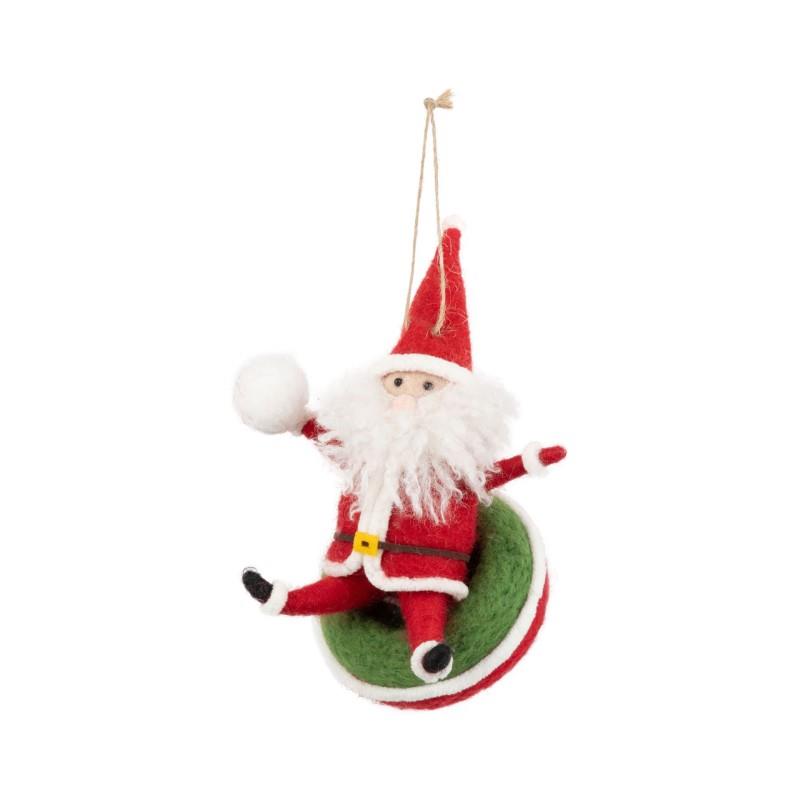 Snowtubing Santa Ornament