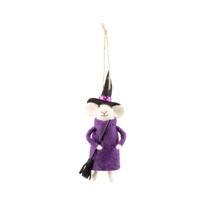 Mouse In Purple Witch Costume Ornament