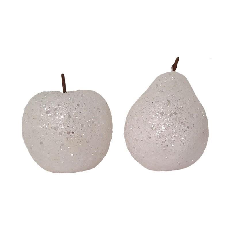 White Glitter Fruit Ornament
