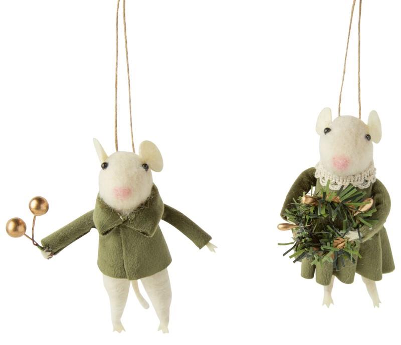 Felt Mouse Ornament Dressed In Green