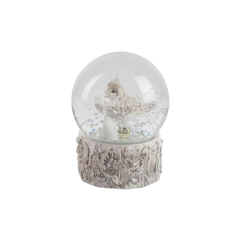 Winter Bird With Scroll Snow Globe, 3.5"H