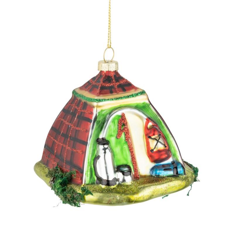 Glass Plaid Tent Ornament