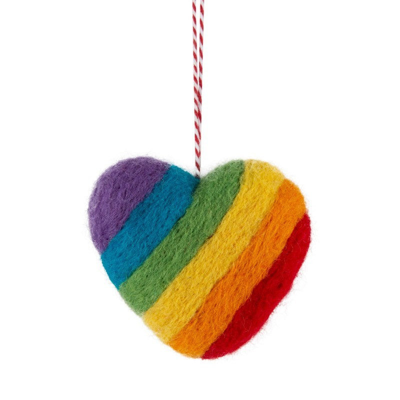 Rainbow Stripe Heart Ornament