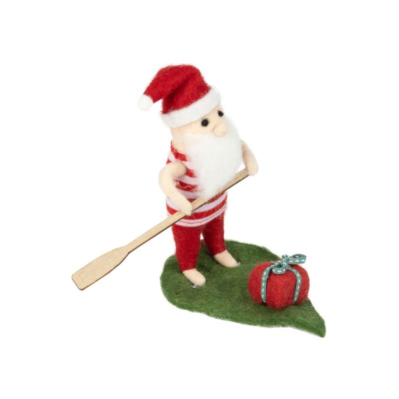 Santa On Leaf Paddleboard Ornament