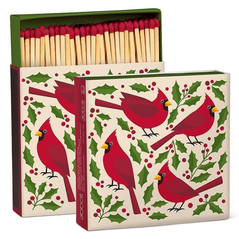 Cardinals & Holly Square Matches, 100 Sticks.