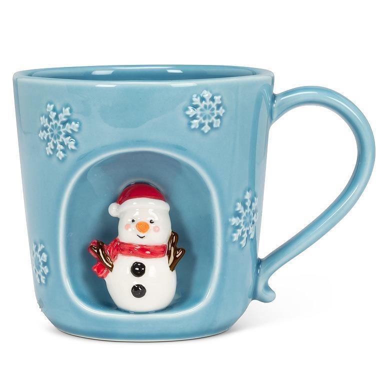 Snowflake Mug with Snowman, 14oz