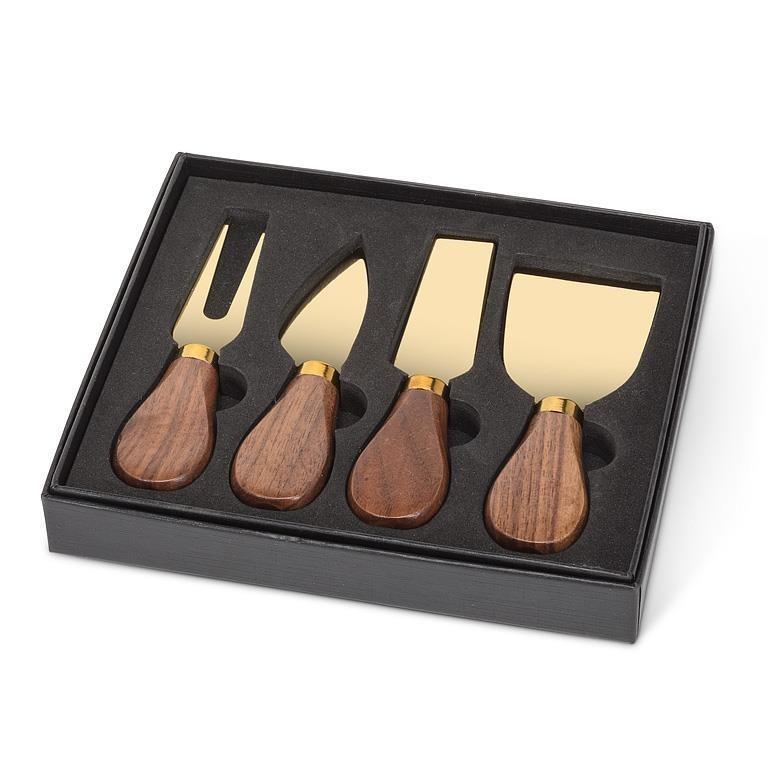 Walnut Handled Cheese Knives. Set of 4