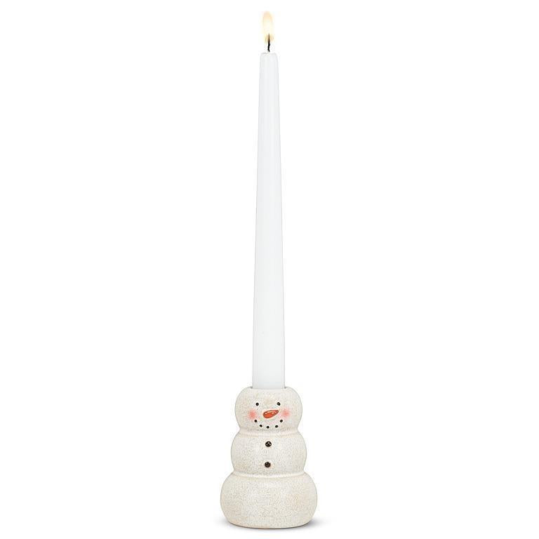 Small Happy Snowman Taper Holder, 3.5"H