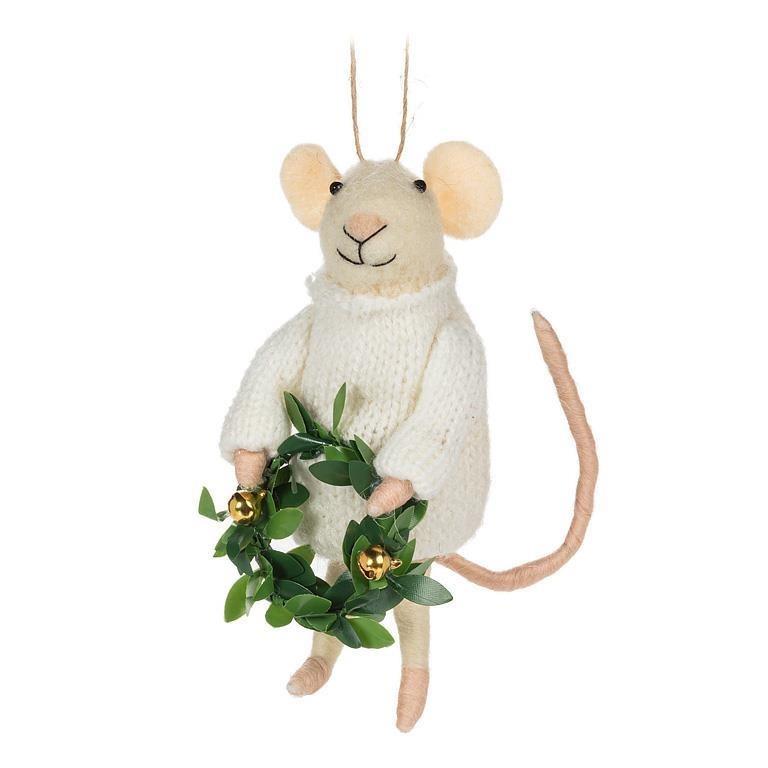 Mouse with Wreath Ornament
