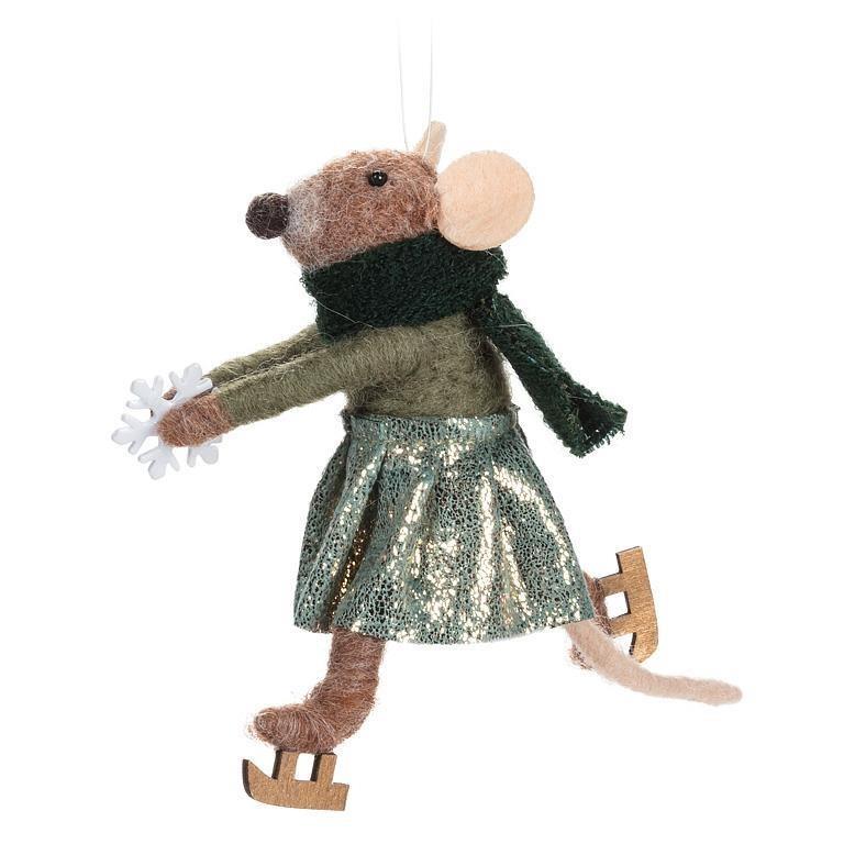 Skating Mouse with Scarf Ornament