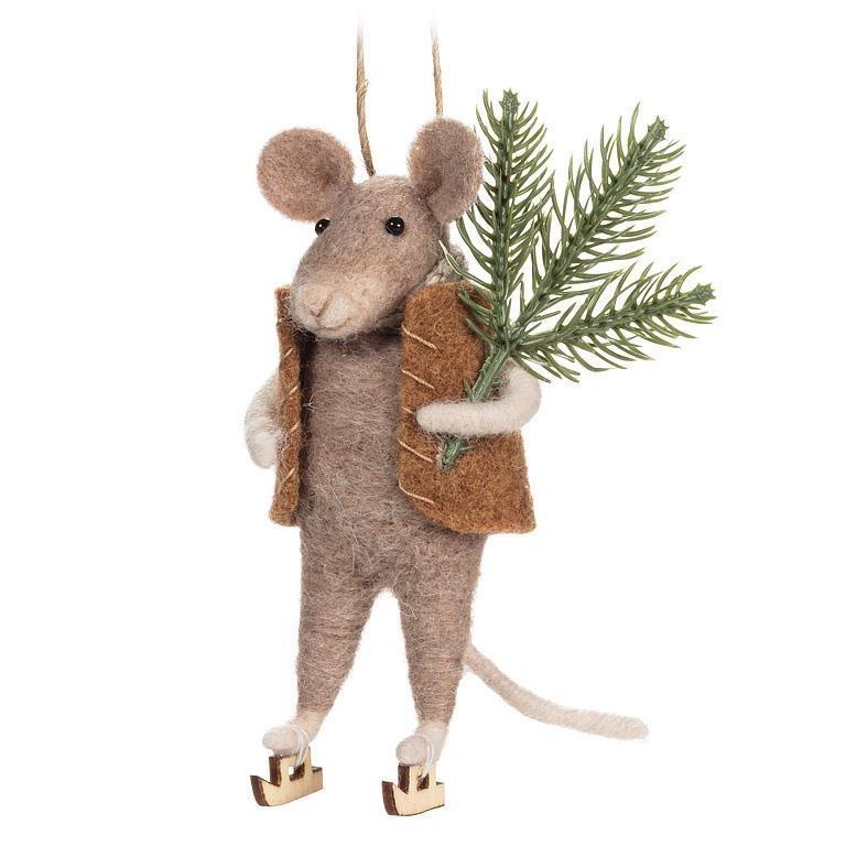Skating Mouse with Tree Ornament