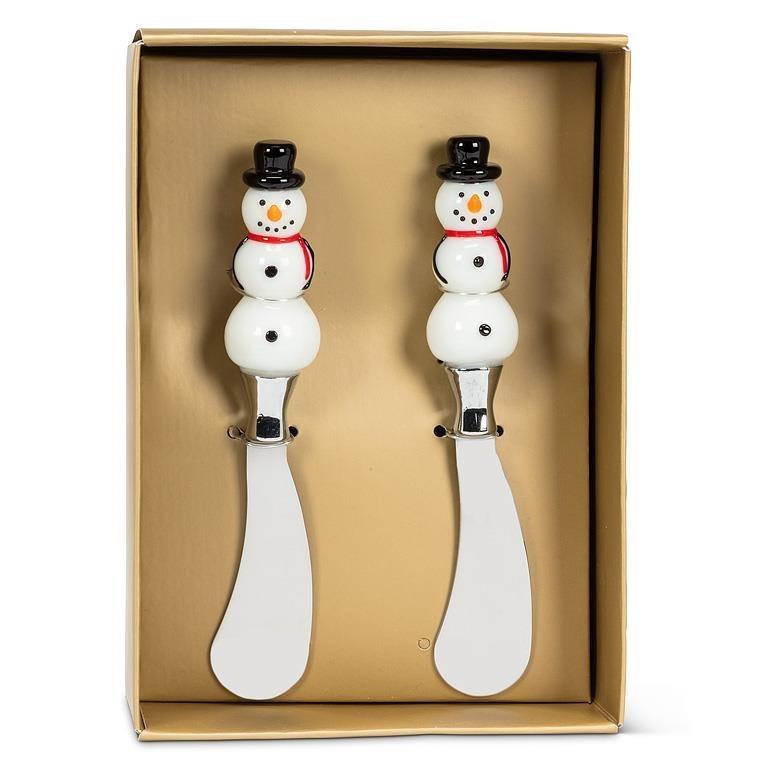 Snowman Topped Spreaders Set of 2
